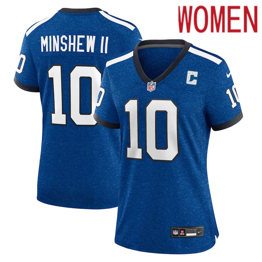 Women Indianapolis Colts 10 Gardner Minshew Nike Royal Indiana Nights Alternate Game NFL Jersey